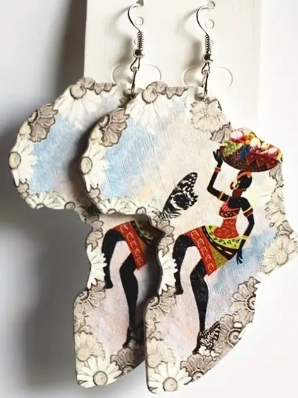 African Map Earrings