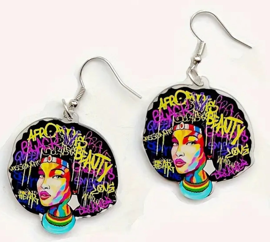 Acrylic Afro Earrings