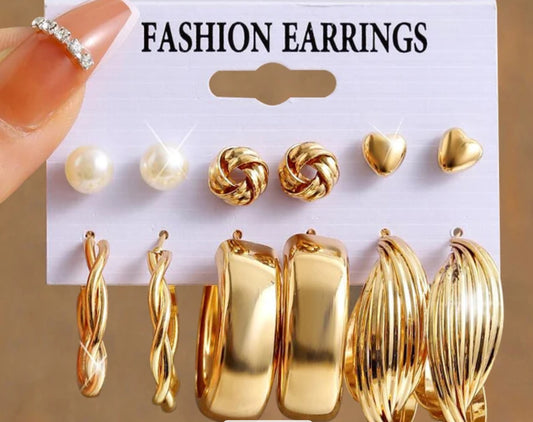 Gold tone earrings set 13