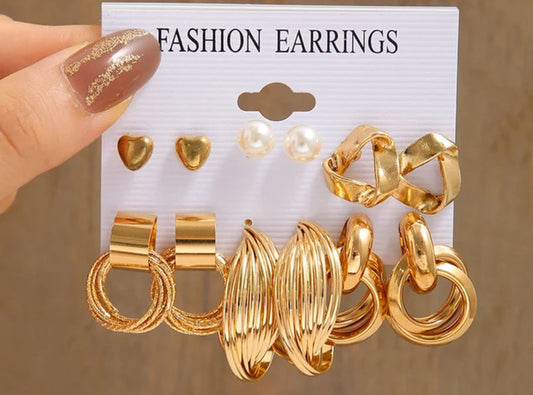 Gold tone earrings set 5