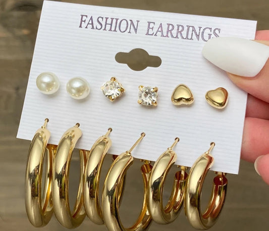 Gold tone earrings set 14