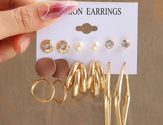 Gold tone earrings set 3